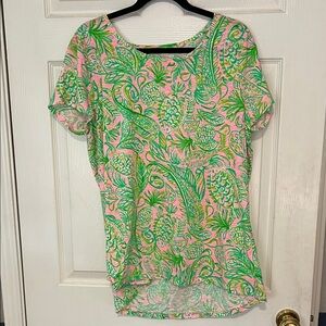 Lilly Pulitzer Pink and Green Short Sleeve Tee